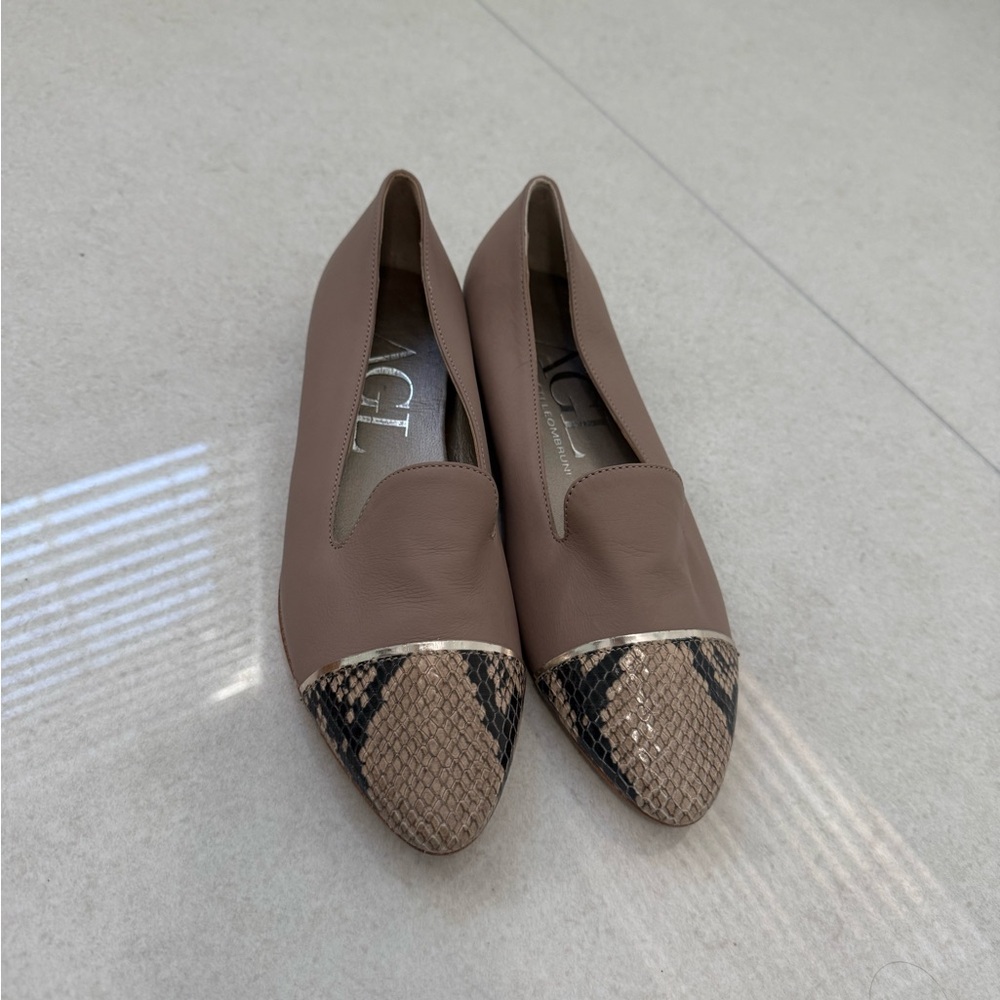 AGL Women's Brown and Snakeskin Flats